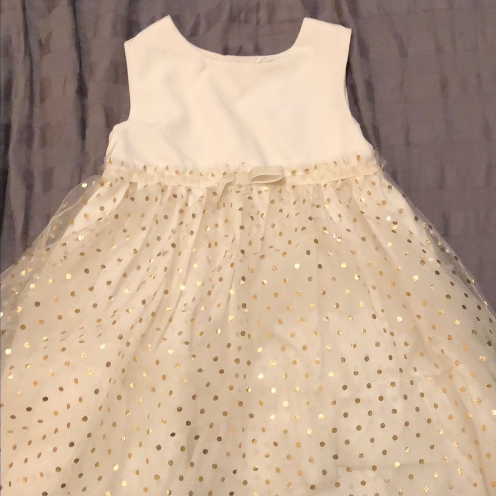 Cream white and gold baby girl dress